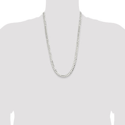 Sterling Silver 7.8mm Concave Beveled Curb Chain