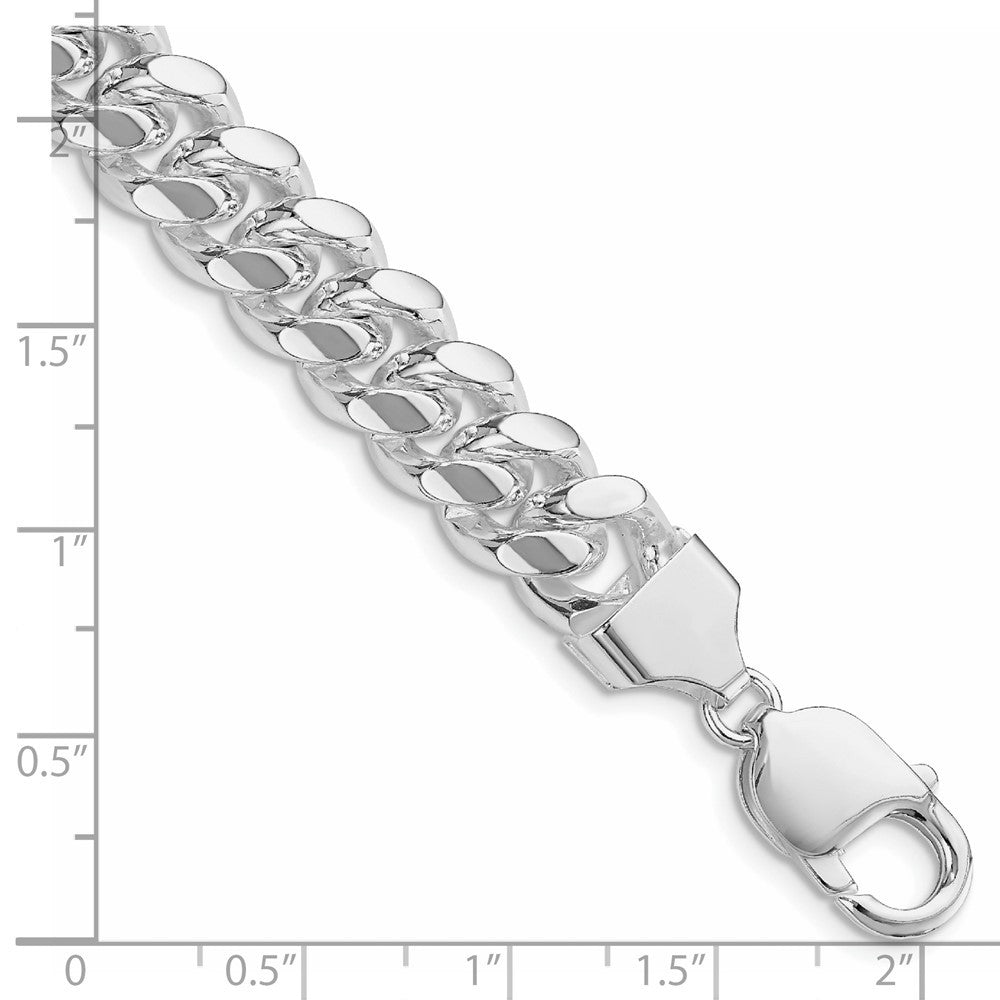 Sterling Silver Rhodium-plated 10.7mm Polished Domed Curb Chain Bracelet