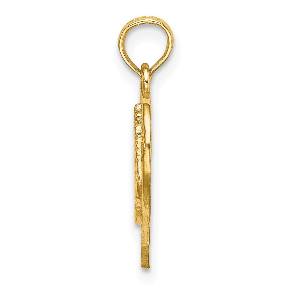 14k Yellow Gold Cut-Out Double Hand Prints In Heart Charm