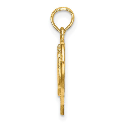 14k Yellow Gold Cut-Out Double Hand Prints In Heart Charm