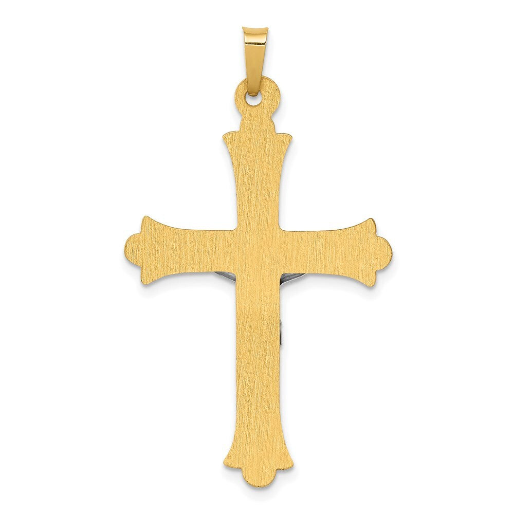 14k Two-tone Gold Textured and Polished INRI Crucifix Pendant for Women