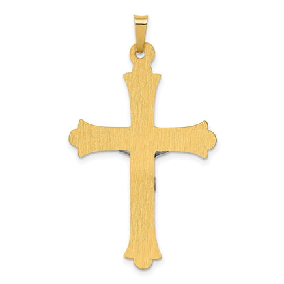 14k Two-tone Gold Textured and Polished INRI Crucifix Pendant for Women