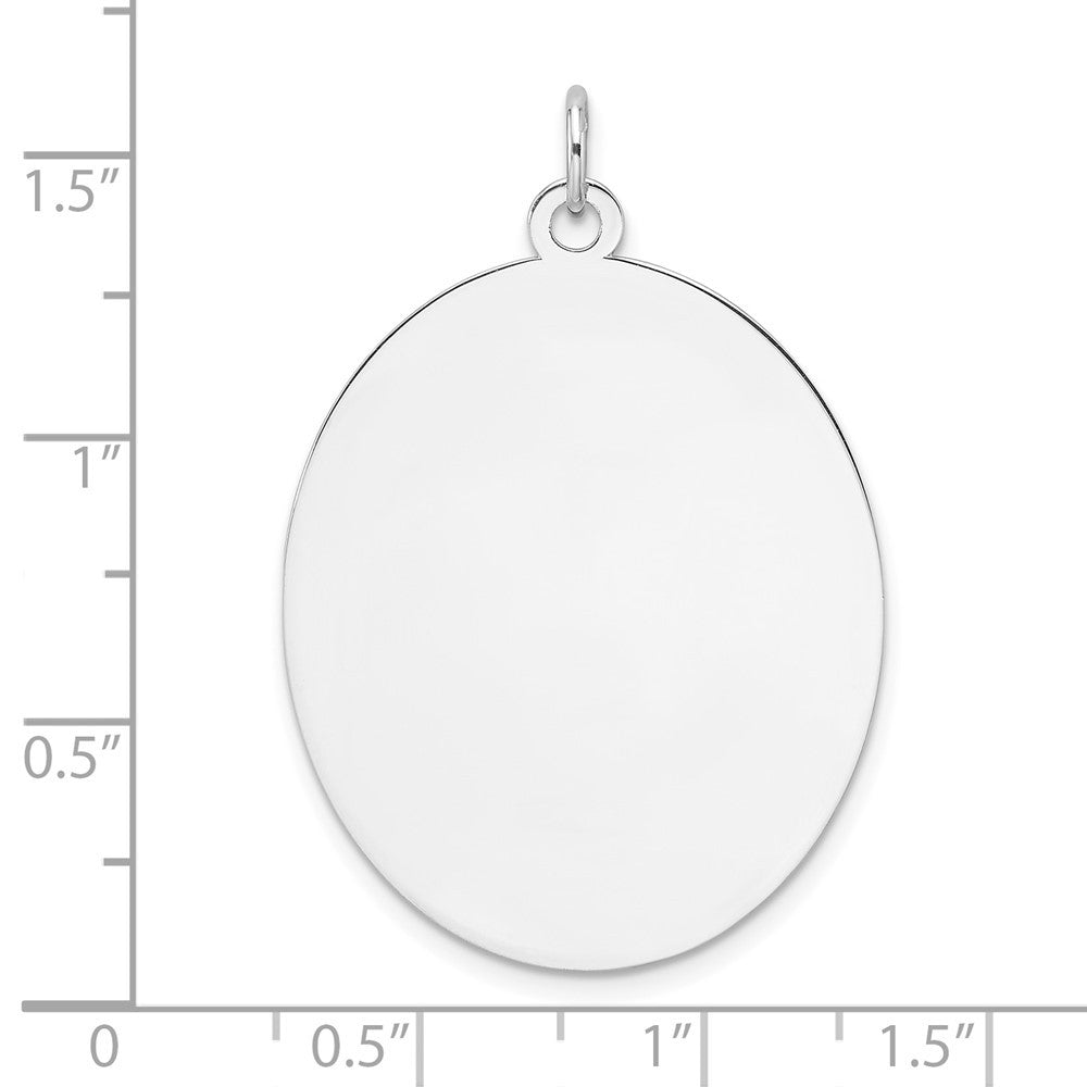 Sterling Silver Rhod-plate Oval Polish Front Back Disc Charm