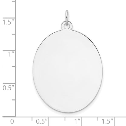 Sterling Silver Rhod-plate Oval Polish Front Back Disc Charm
