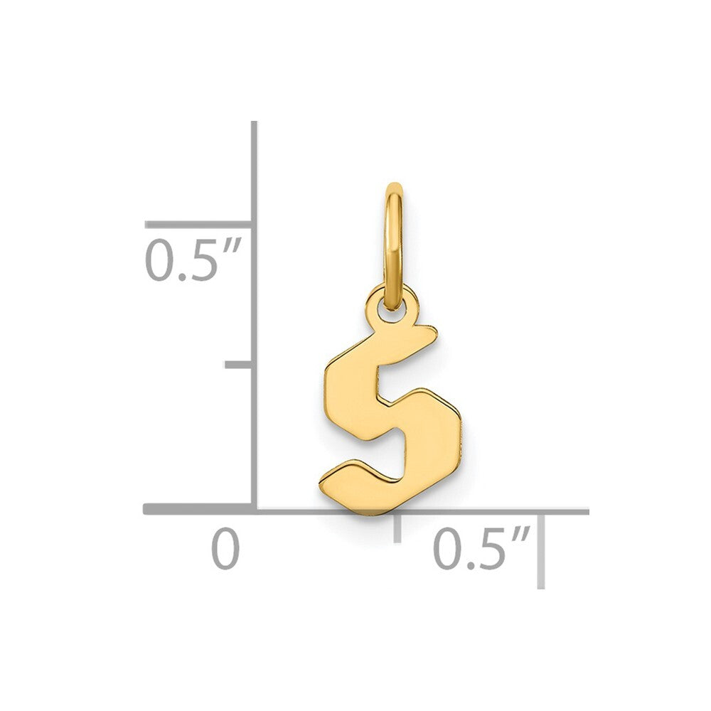 14k Yellow Gold Lowercase Letter S Initial Pendant for Women