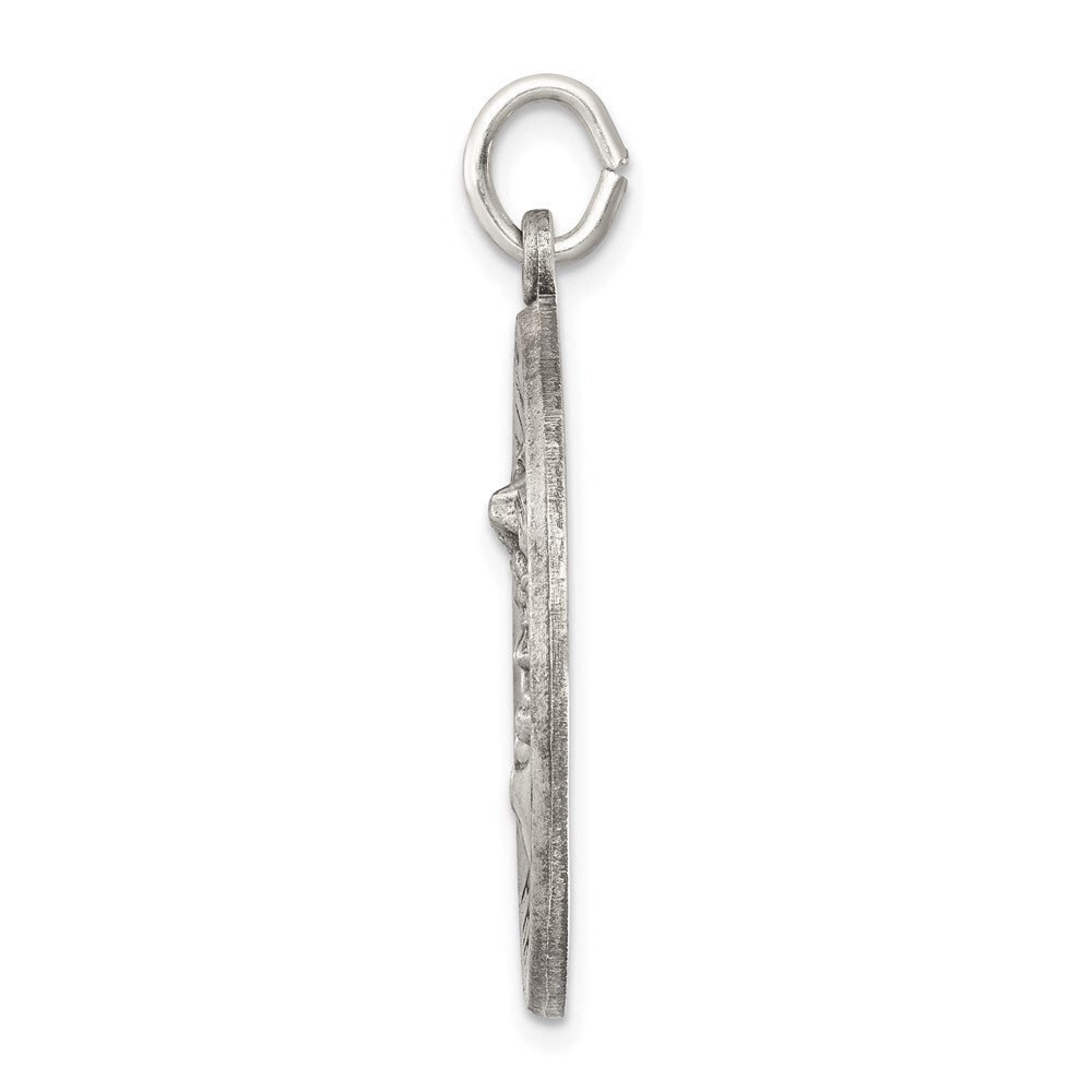 Sterling Silver Antiqued Saint Michael Medal Pendant