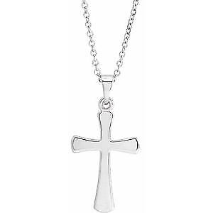 14k White Gold Cross Pendant Necklace 18"