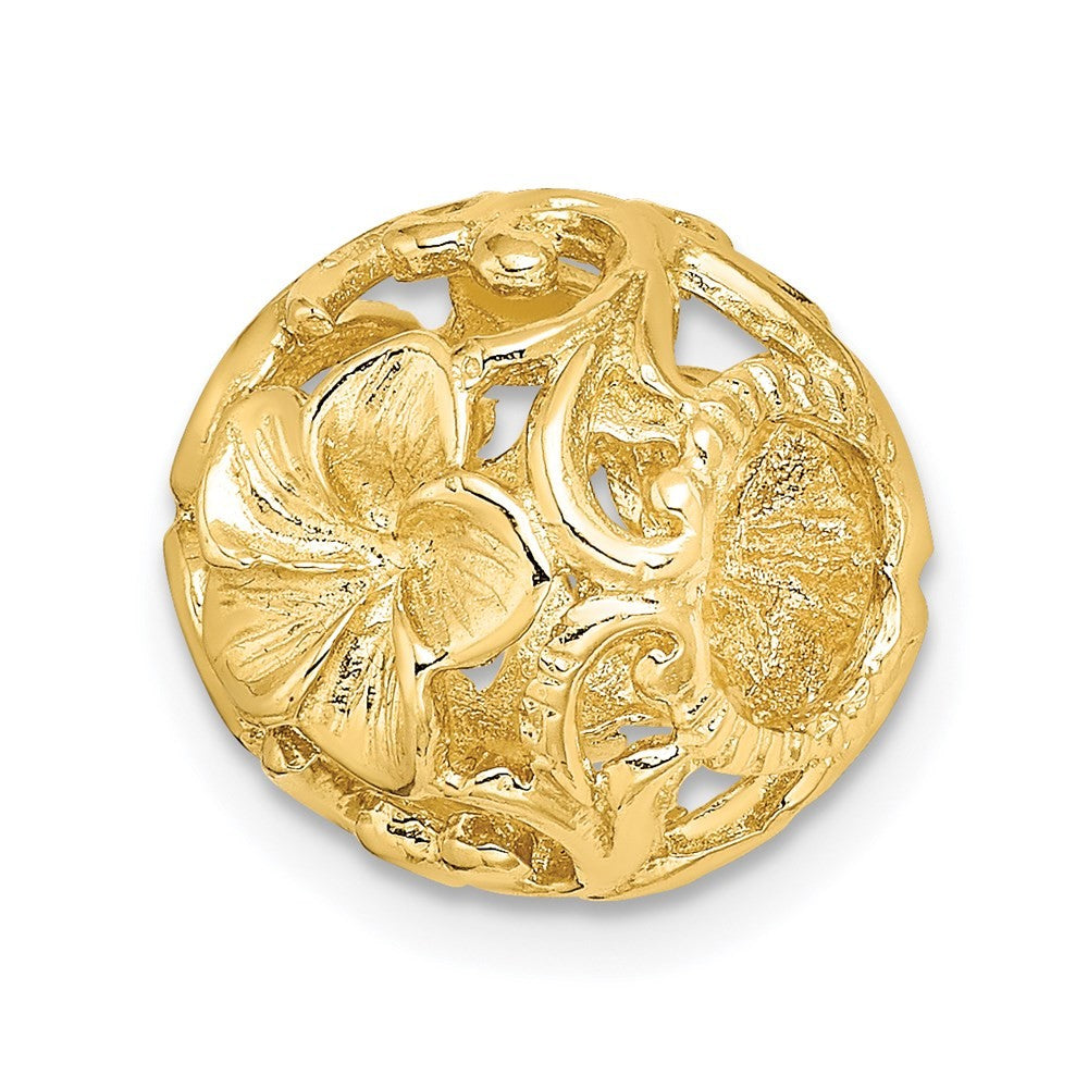 14k Yellow Gold 3-D Cut-out Flower Bead Slide