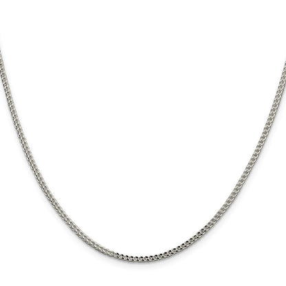 Sterling Silver 2mm Diamond-Cut Square Franco Chain Necklace