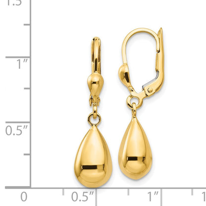14k Yellow Gold Polished Fancy Drop Dangle Earrings