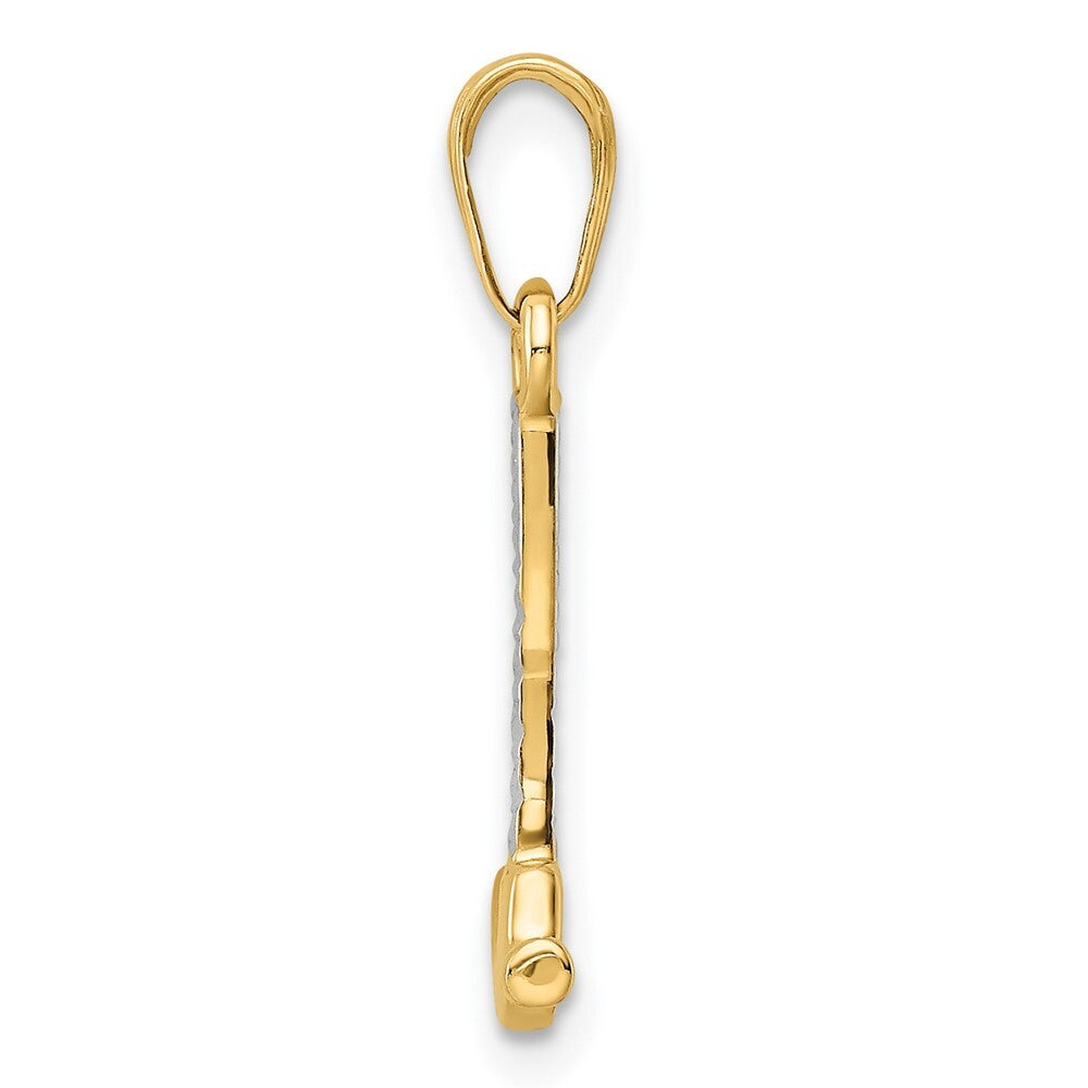 14k Yellow Gold and White Rhodium Diamond-Cut Hammer Pendant for Women