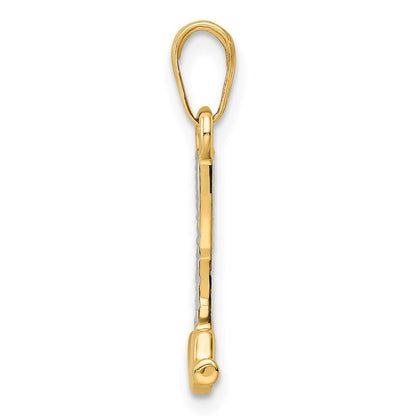 14k Yellow Gold and White Rhodium Diamond-Cut Hammer Pendant for Women