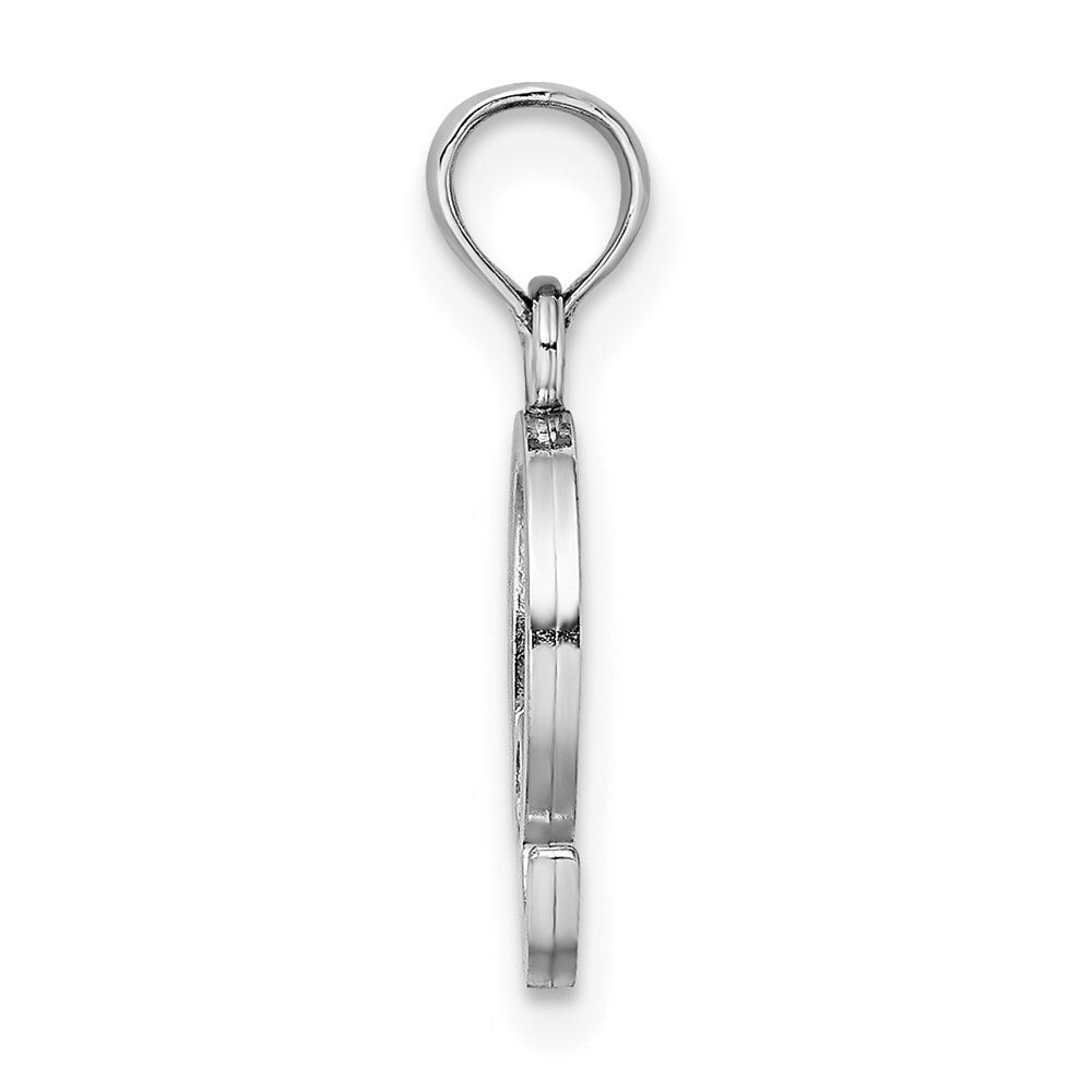 14k White Gold Polished Block Letter Q Initial Pendant for Women
