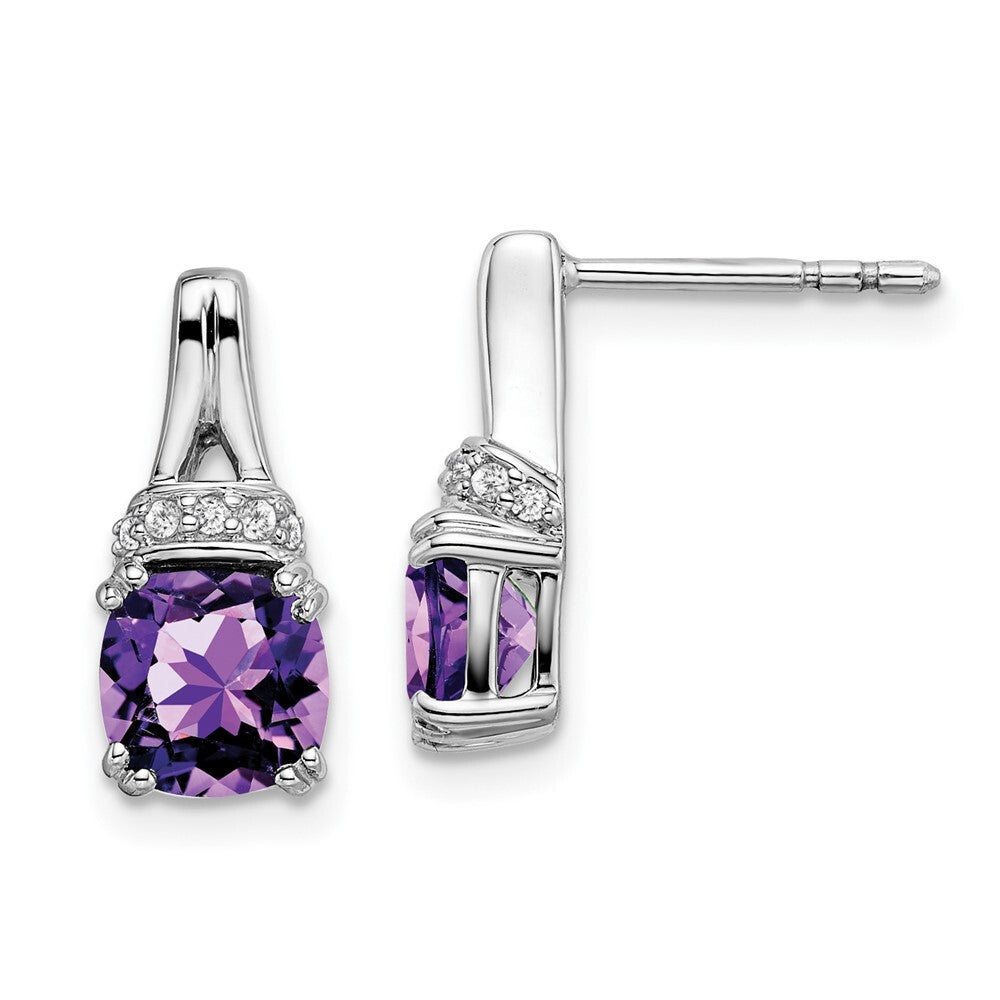 14k White Gold Amethyst and Diamond Drop & Dangle Earrings