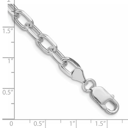 Sterling Silver Rhodium-plated 6.65mm Diamond-cut Long Link Cable Chain Bracelet