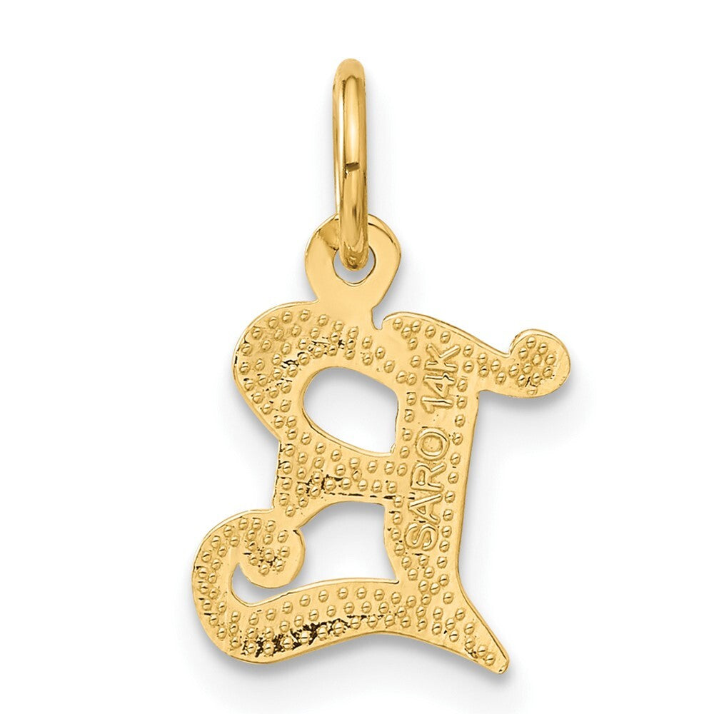14k Yellow Gold Letter E Initial Charm Pendant for Women