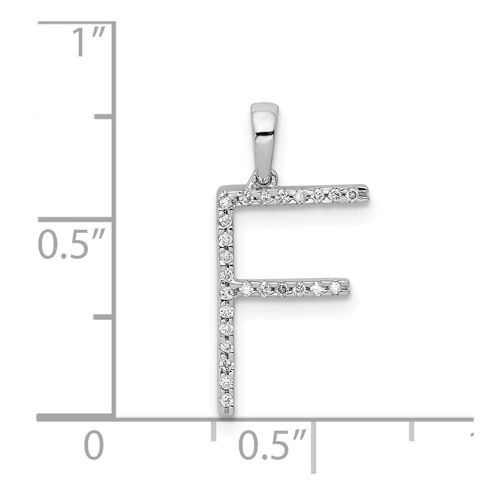 14k White Gold Diamond Letter F Initial Pendant