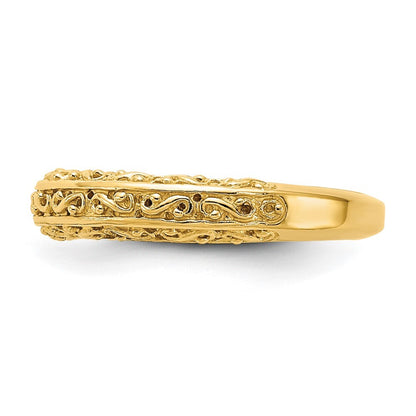 14K Yellow Gold 3mm Filigree Wedding Band