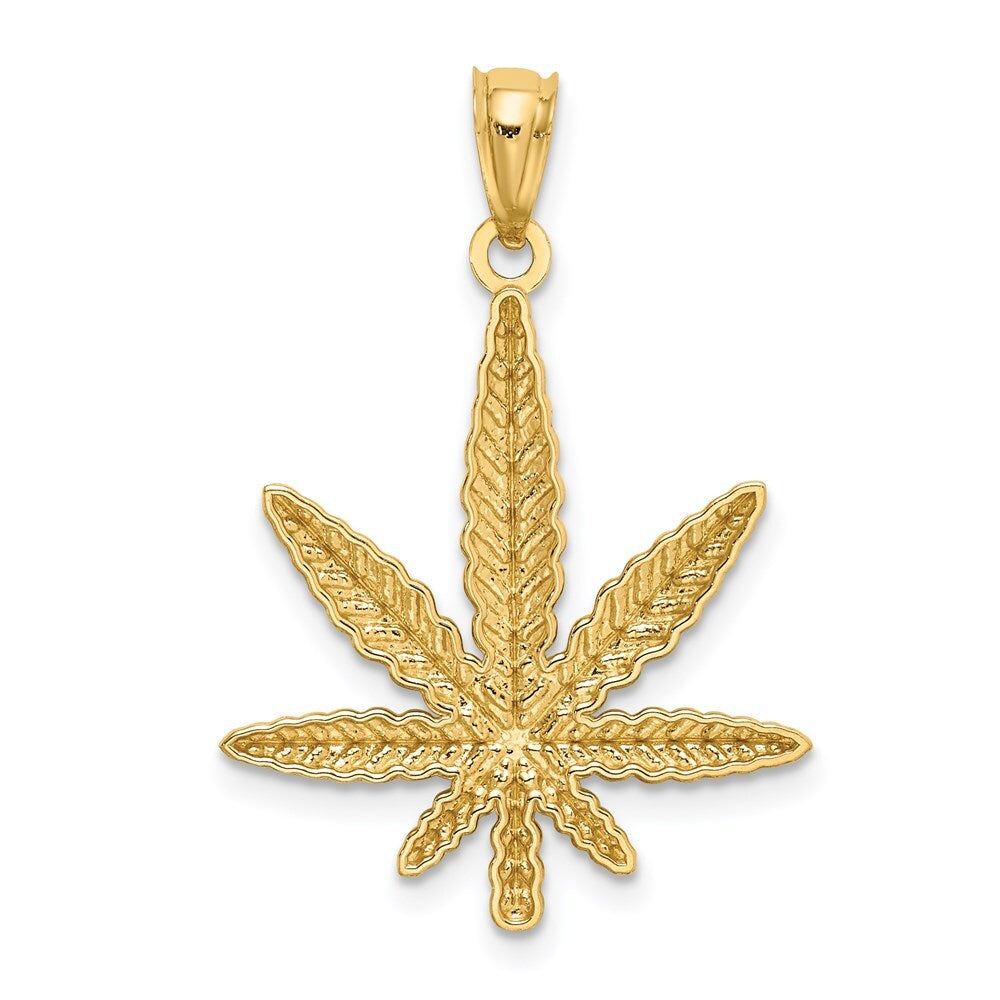 14k Yellow Gold Leaf Pendant for Women