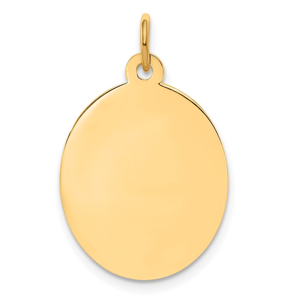 14k Yellow Gold Plain .027 Gauge Engravable Oval Disc Charm Pendant for Women