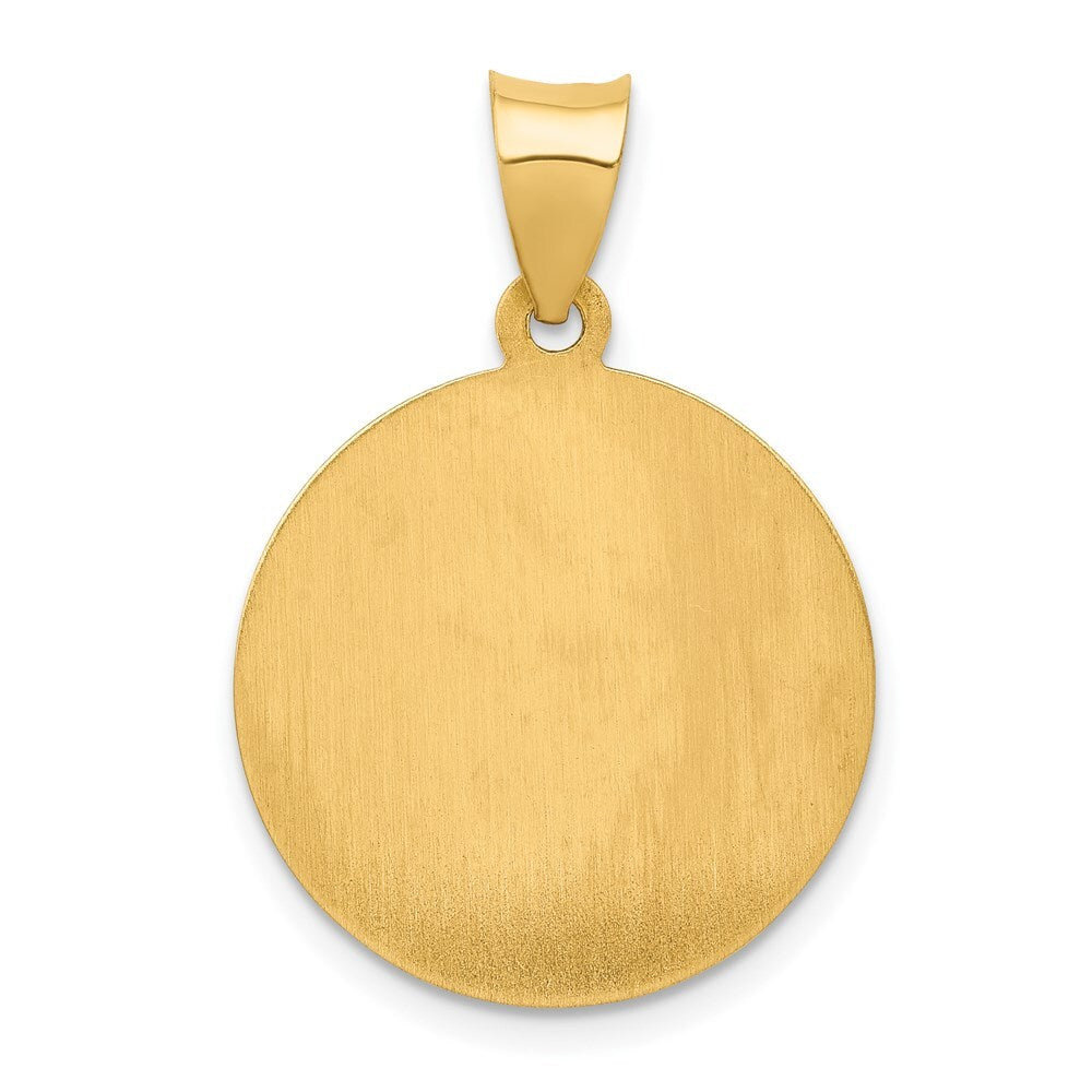 14k Yellow Gold Polished and Satin St Patrick Medal Hollow Pendant for Women