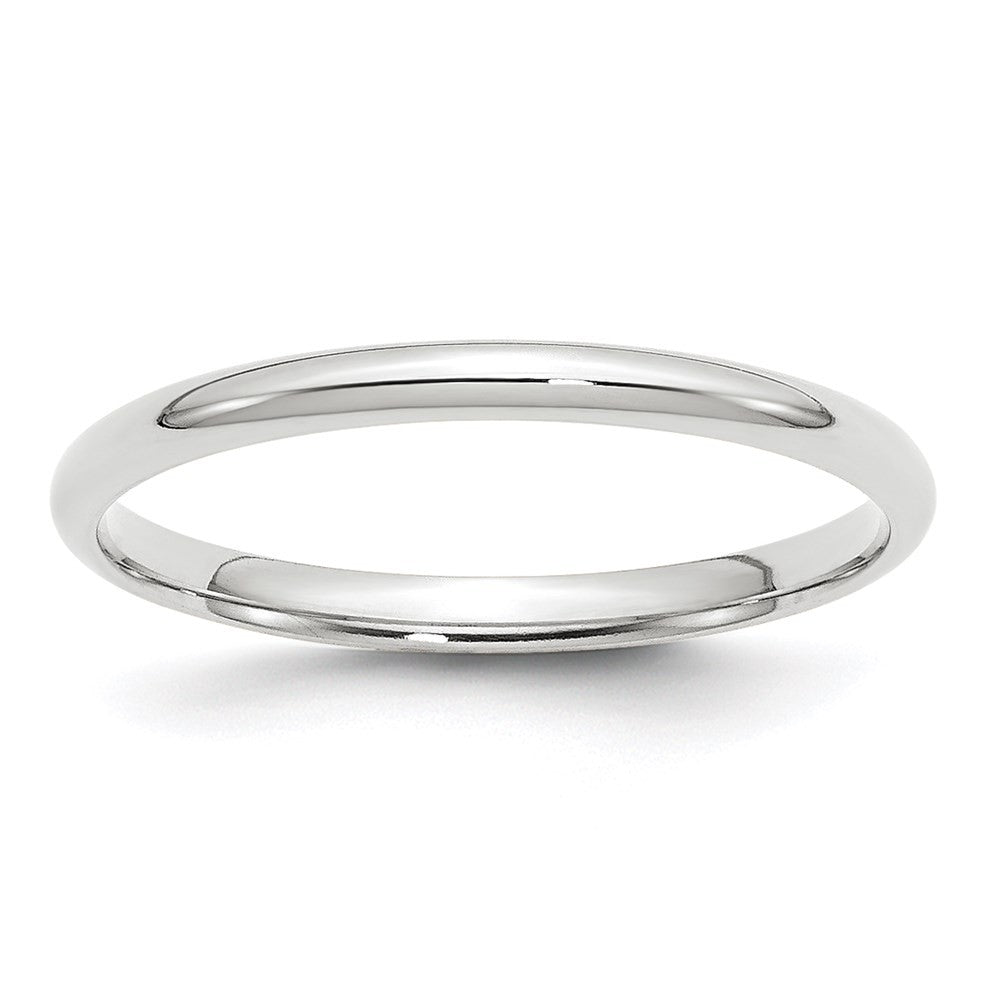 14k White Gold 2mm Lightweight Comfort Fit Wedding Band Ring Size 11