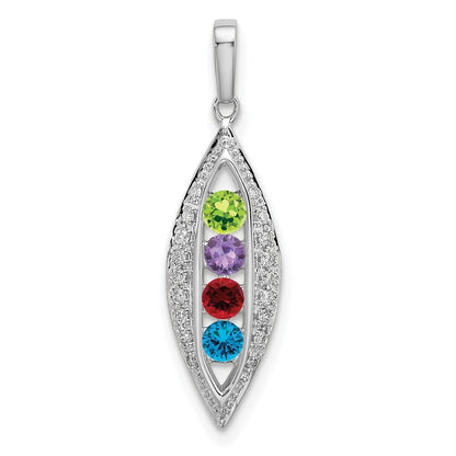 14k White Gold Family Jewelry Diamond Semi-Set Pendant for Women