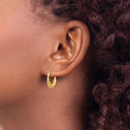 14k Yellow Gold Polished Hoop Earrings Gift for Women