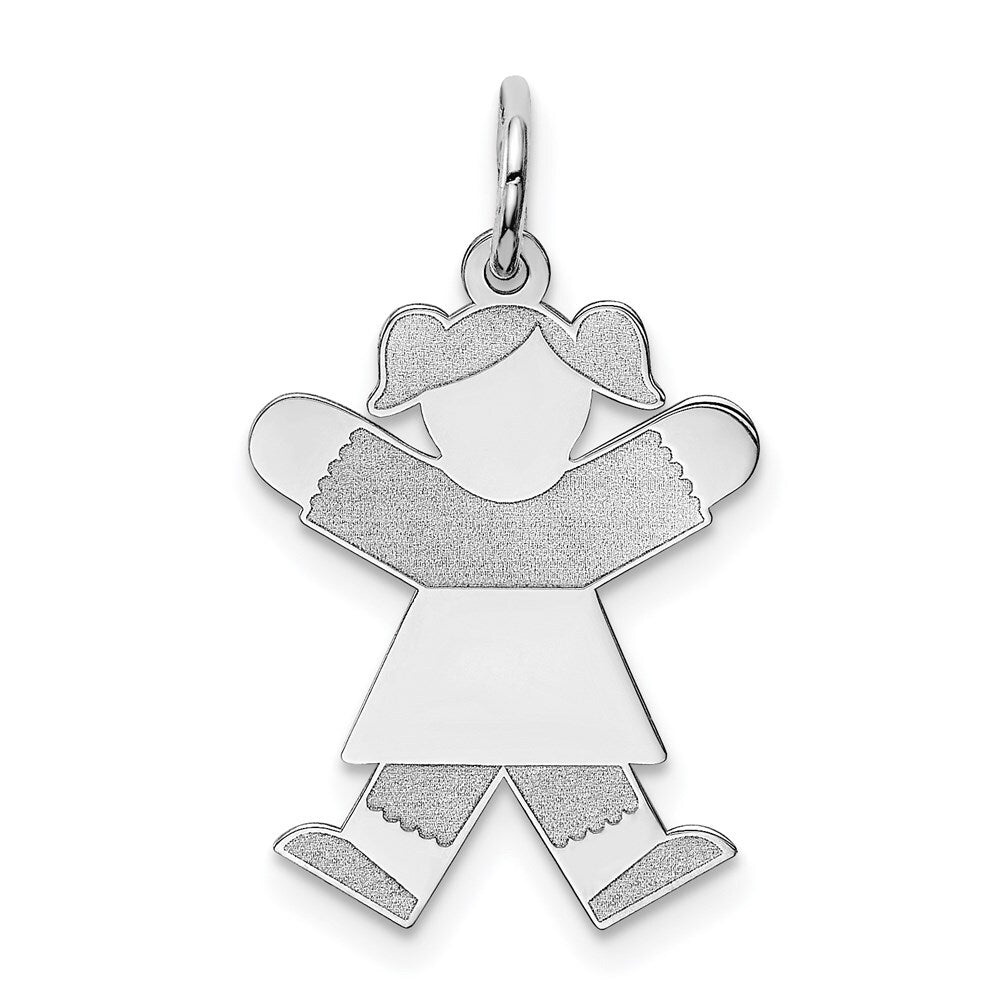 14k White Gold Kid Charm Pendant for Women