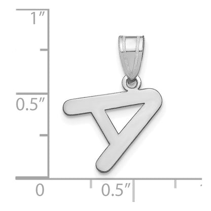 14K White Polished Bubble Letter A Initial Pendant