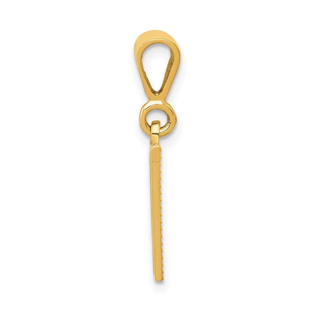 14k Yellow Gold Textured Initial V Charm Pendant