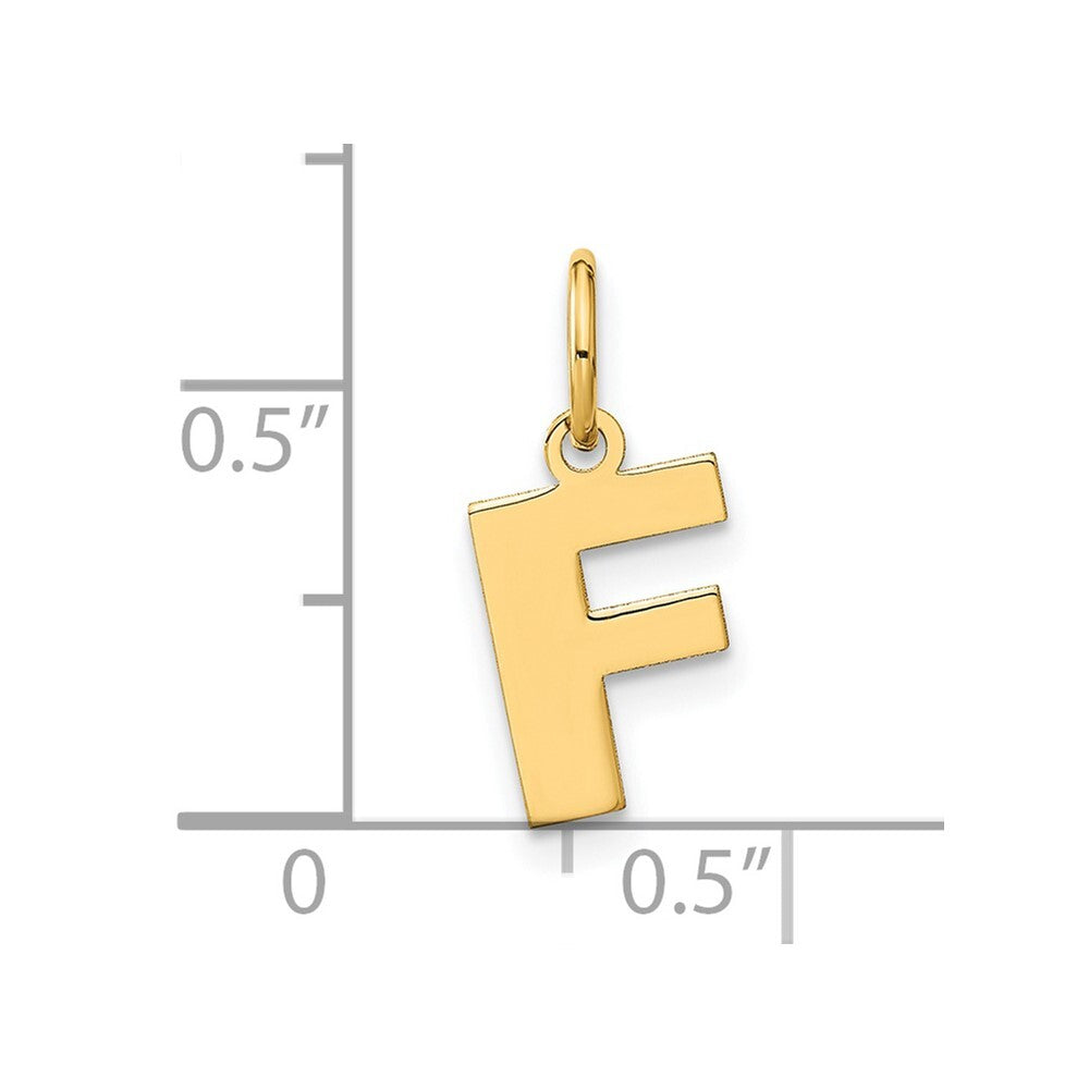 14k Yellow Gold Letter F Initial Pendant for Women
