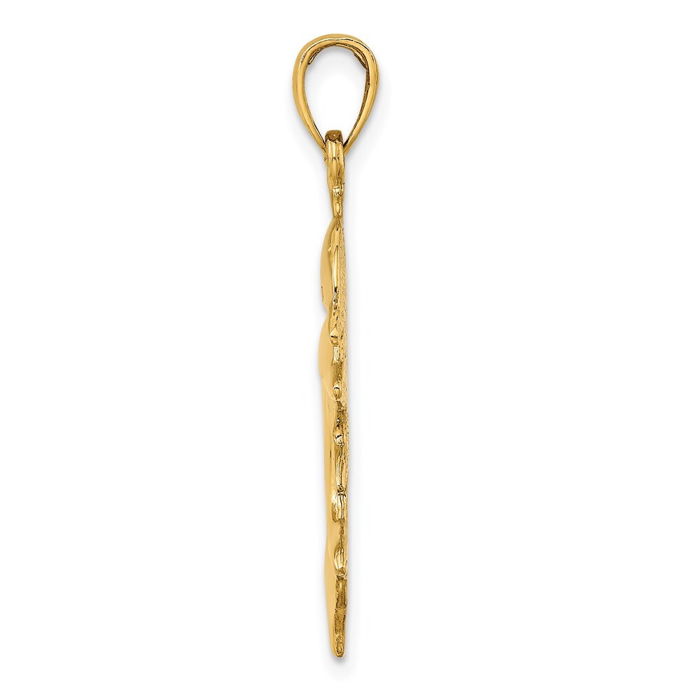 14k Yellow Gold 2-D Polished Double Dolphins Charm