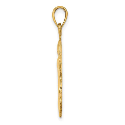 14k Yellow Gold 2-D Polished Double Dolphins Charm