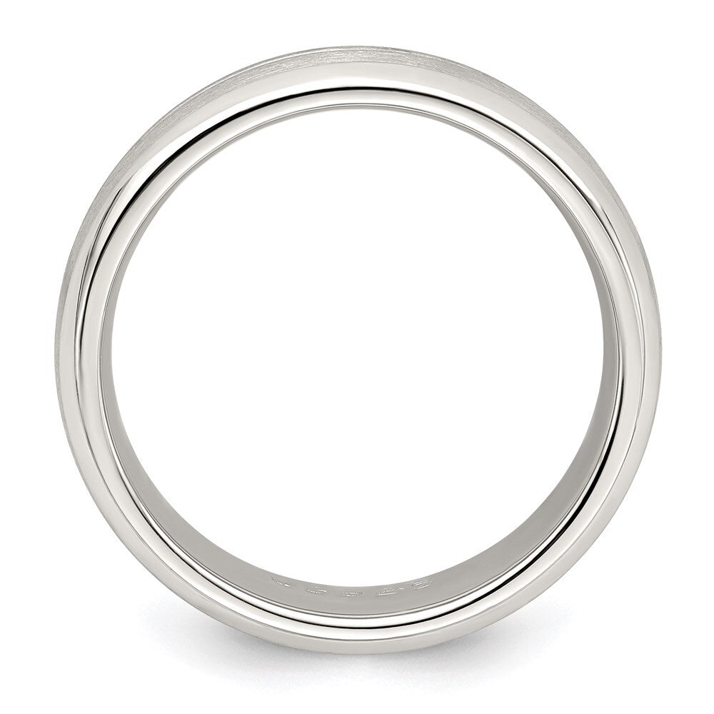 Sterling Silver 7mm Brushed Domed Grooved Fancy Band Size 12