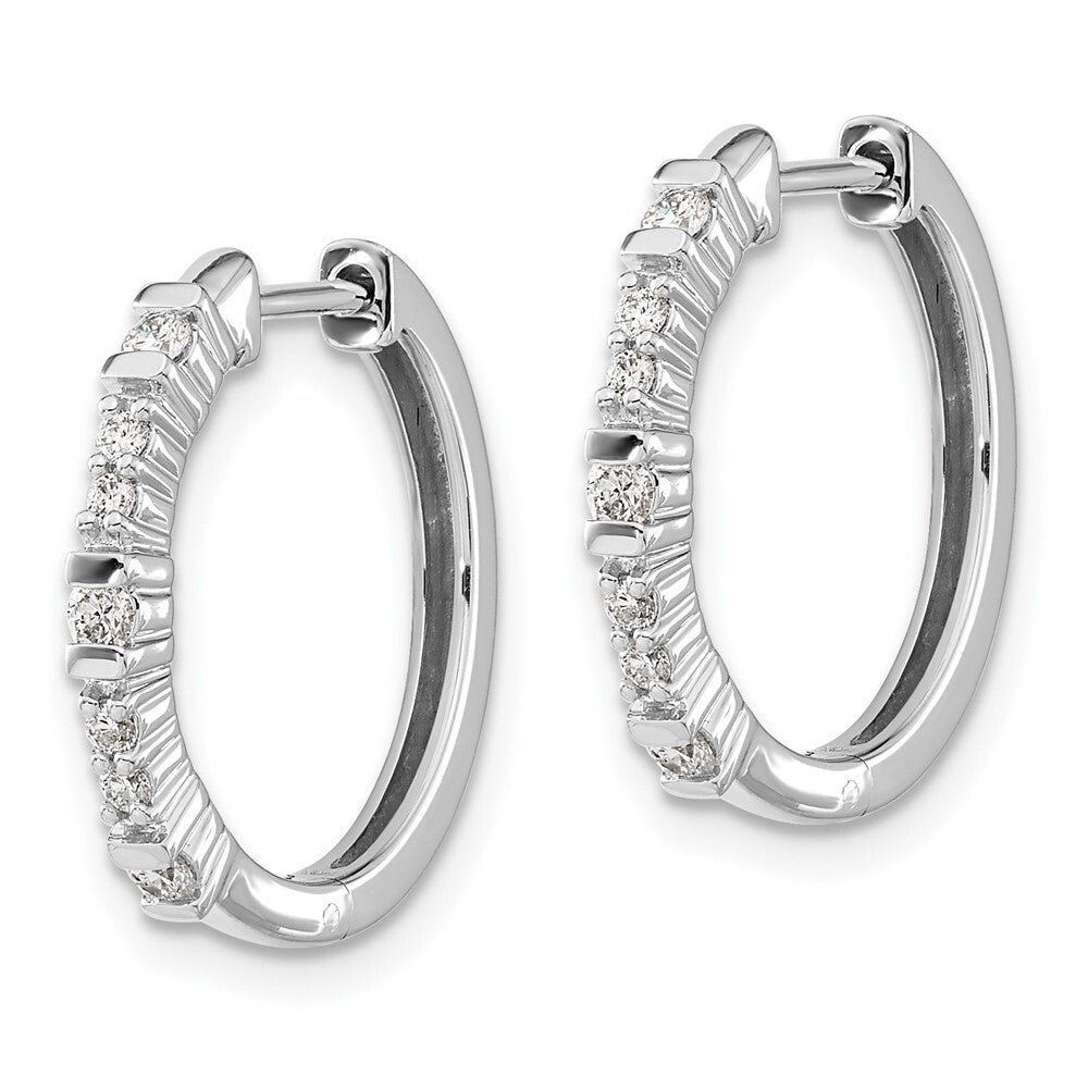 14k White Gold Diamond Hinged Hoop Earrings