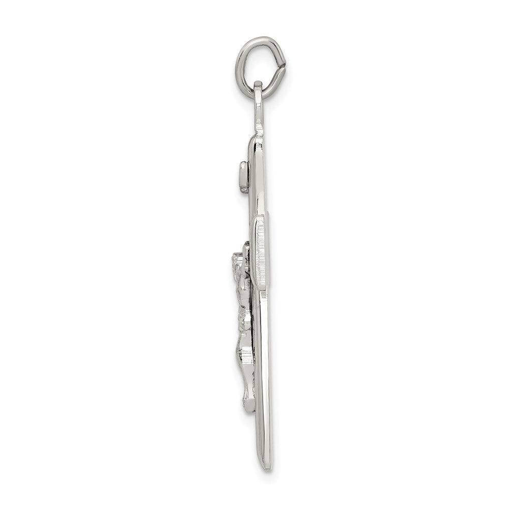 Sterling Silver Black Epoxy INRI Crucifix Pendant Holiday Gift for Women
