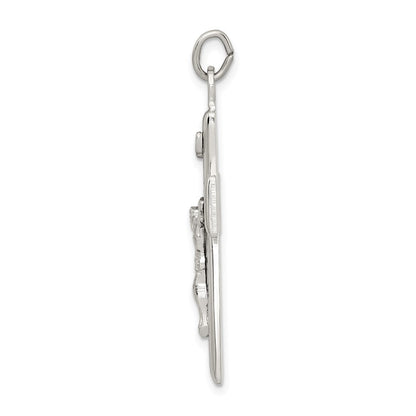 Sterling Silver Black Epoxy INRI Crucifix Pendant Holiday Gift for Women
