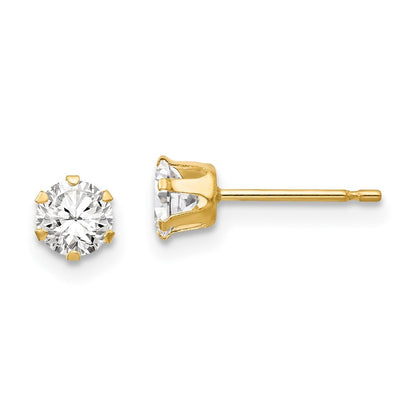 14k Yellow Gold CZ Stud Earrings