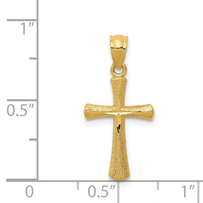 14k Yellow Gold Diamond-cut Cross Pendant for Women