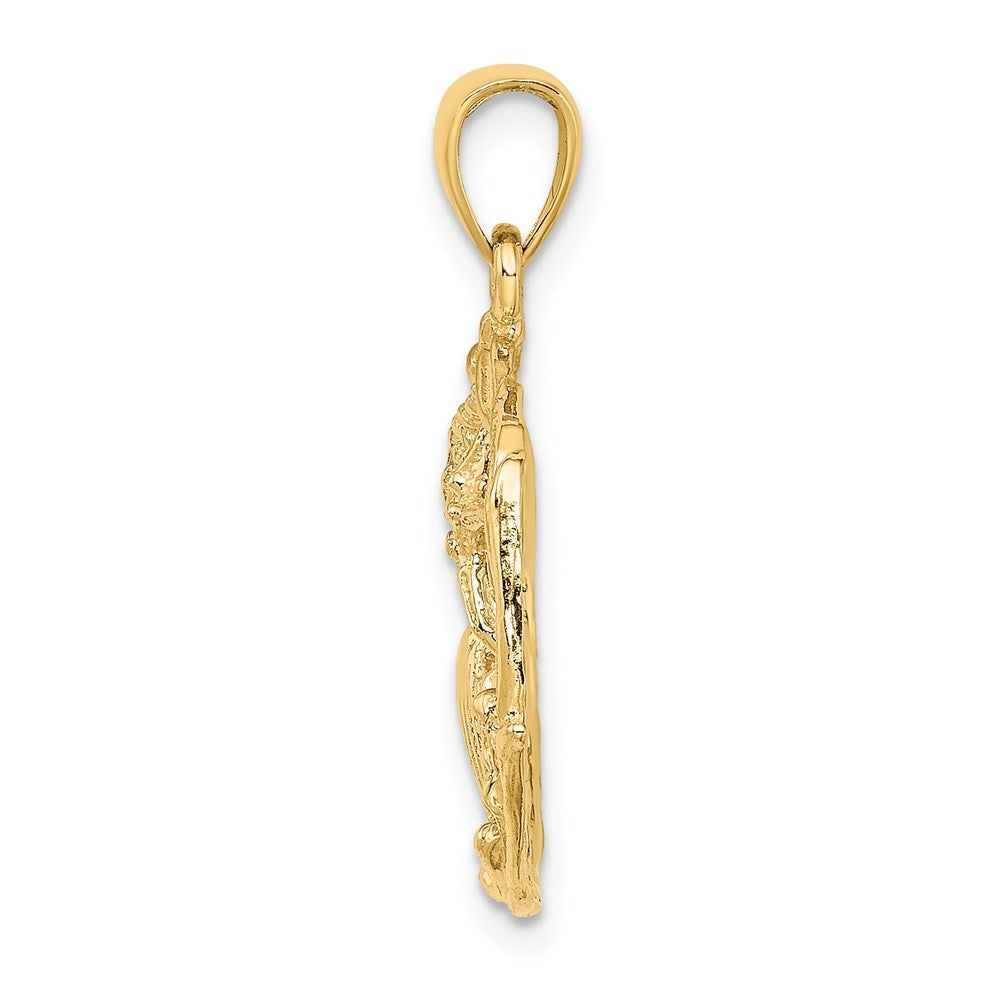 14k Yellow Gold Shell Cluster In Circle Charm