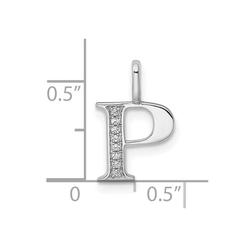 14k White Gold Diamond Letter P Initial Pendant