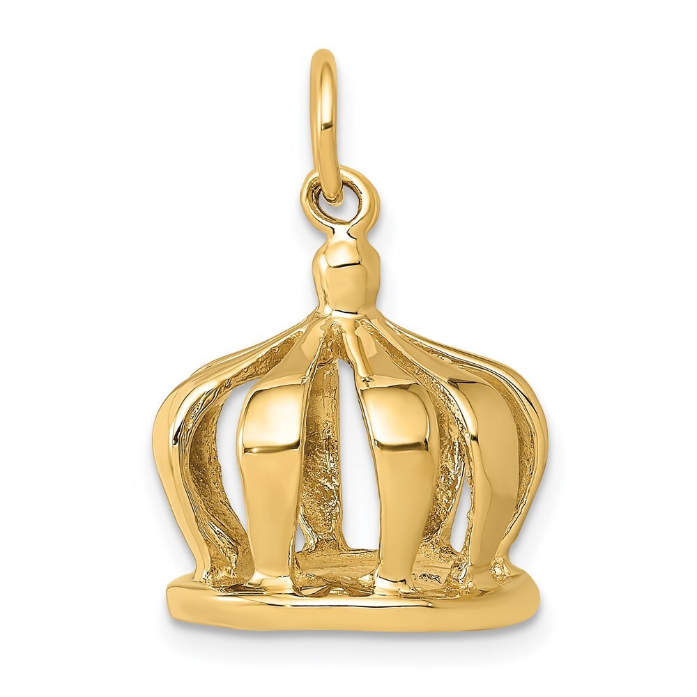 14k Yellow Gold 3D Crown Charm Pendant for Women