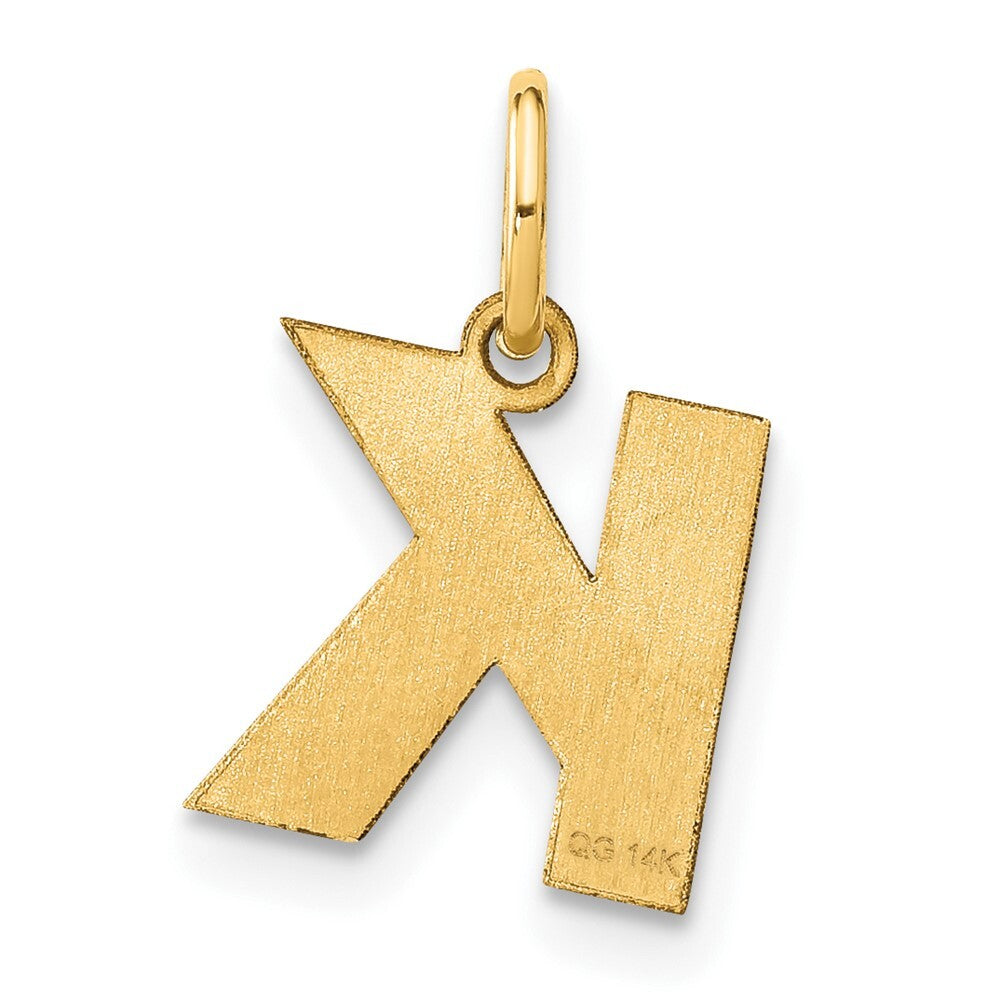 14k Yellow Gold Letter K Initial Pendant for Women