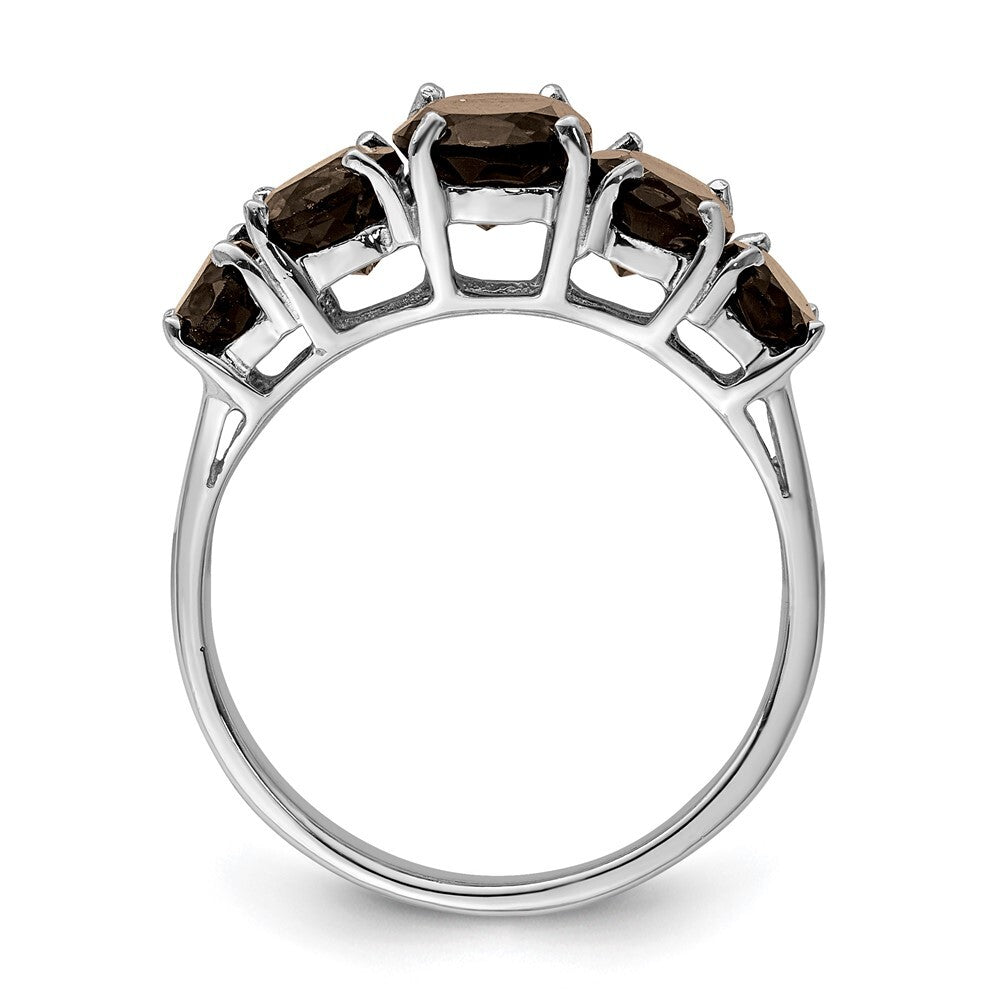 Sterling Silver Rhodium Smoky Quartz Ring Size 8