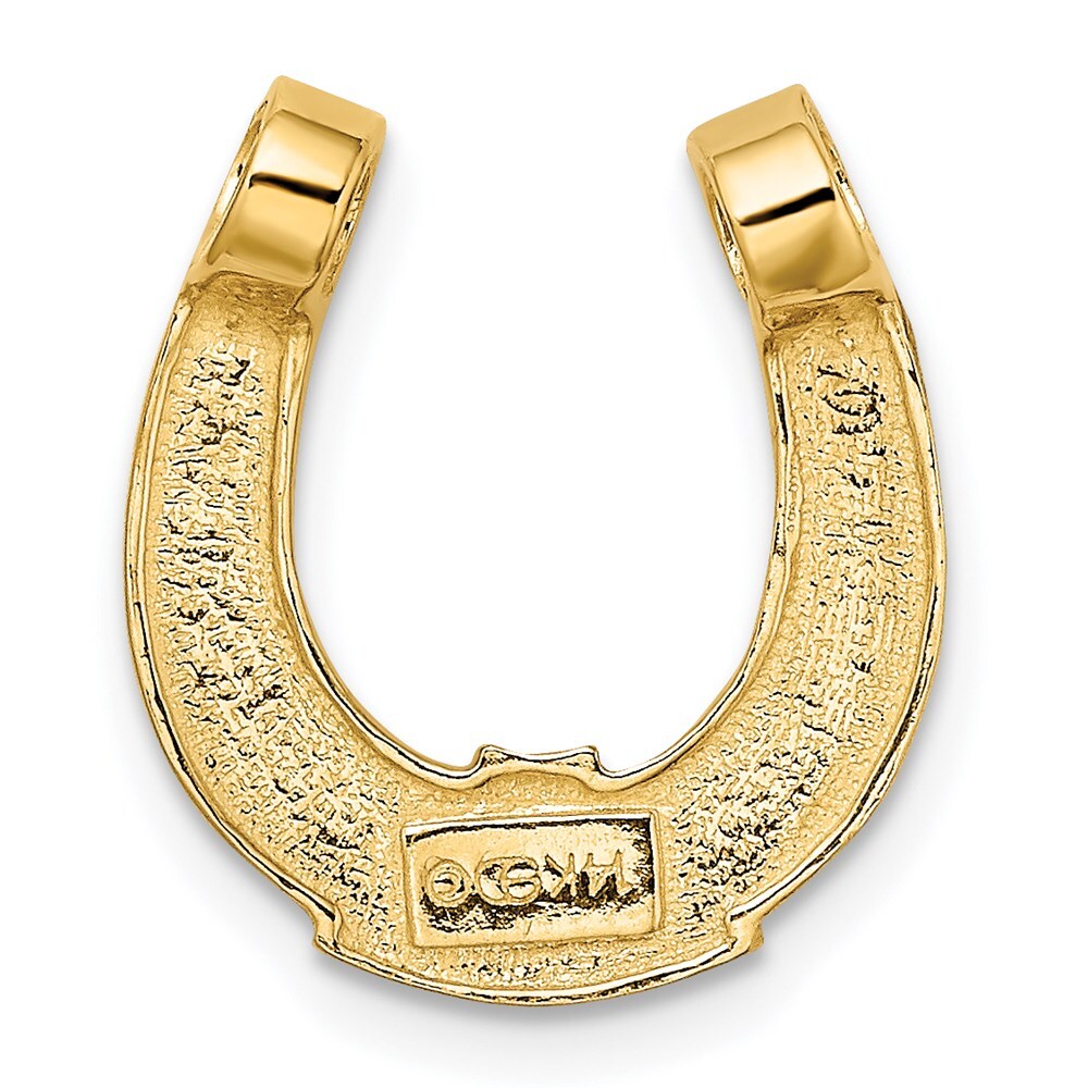14k Yellow Gold  Rhodium Horseshoe Chain Slide Charm Pendant for Women