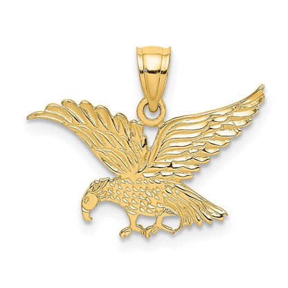 14k Yellow Gold Flat Engraved Eagle Charm