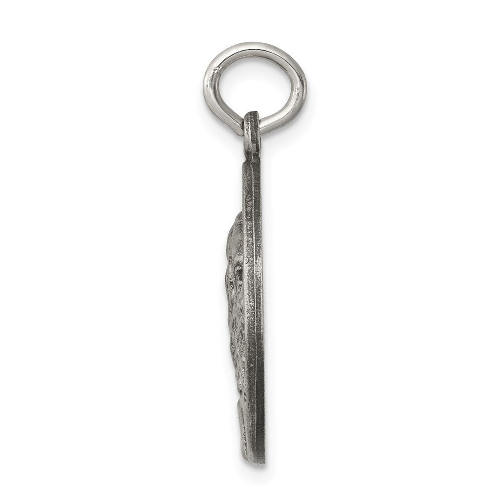 Sterling Silver Saint Jude Thaddeus Antiqued Medal Pendant
