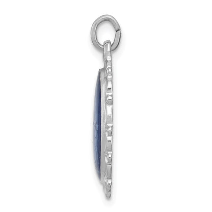 Sterling Silver Rhodium-plated Miraculous Medal Pendant