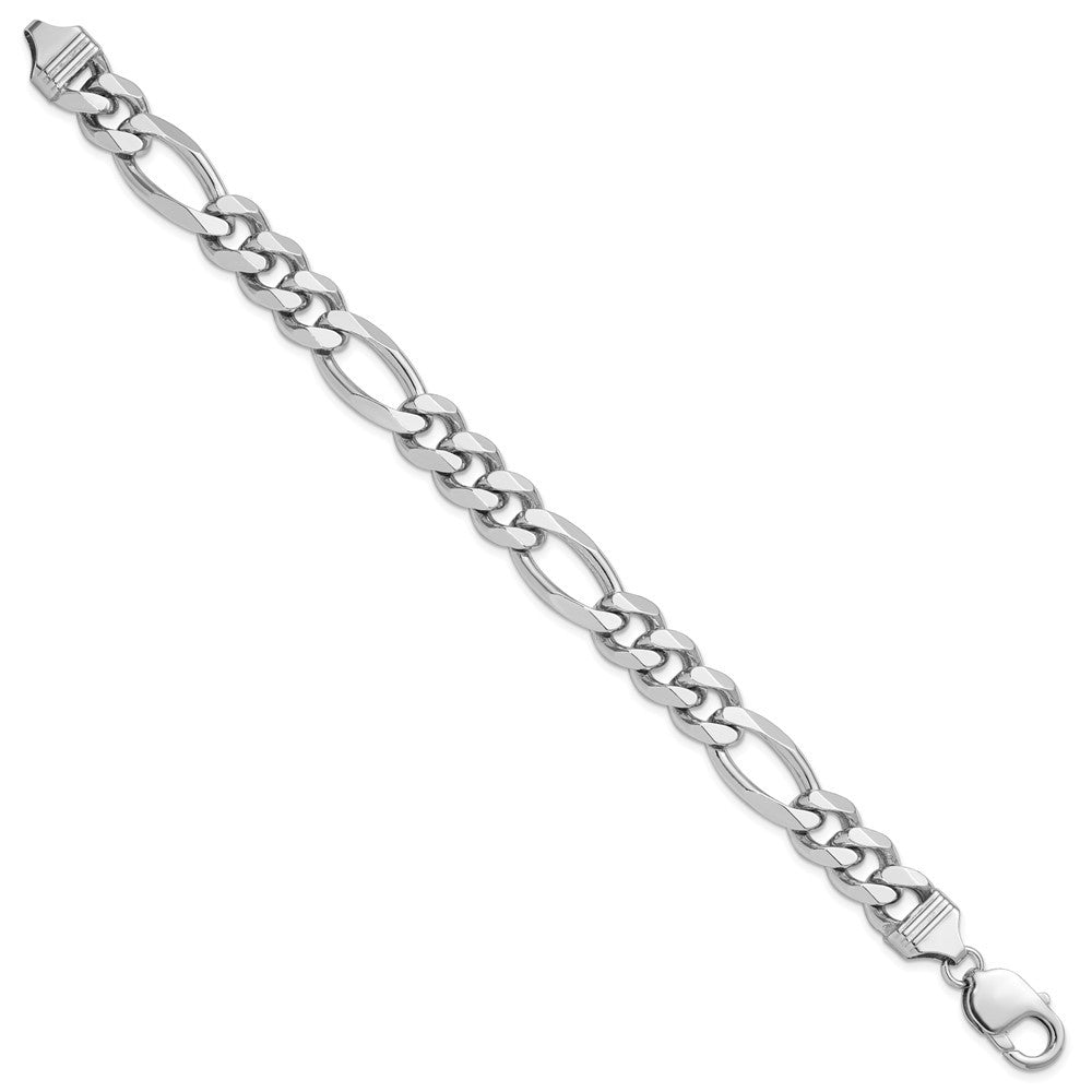 Sterling Silver Rhodium-plated 10.2mm Figaro Chain Bracelet